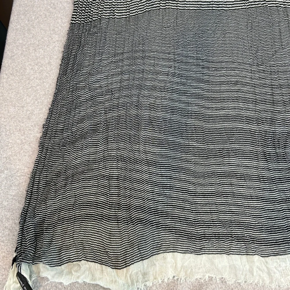Blue Pacific Scarf Wrap Navy Blue Striped Lightweight Drape Cashmere Silk Blend